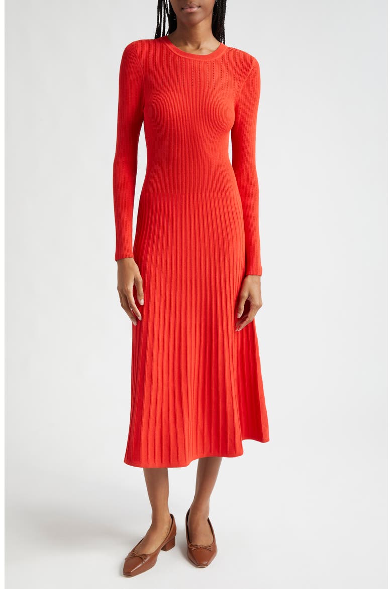 Nami Long Sleeve Sweater Dress, Main, color, POPPY