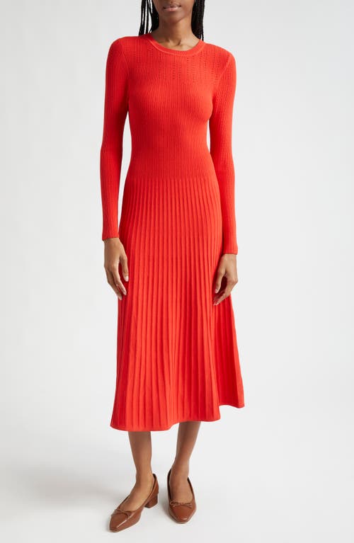 Veronica Beard Nami Knit Midi Dress In Poppy