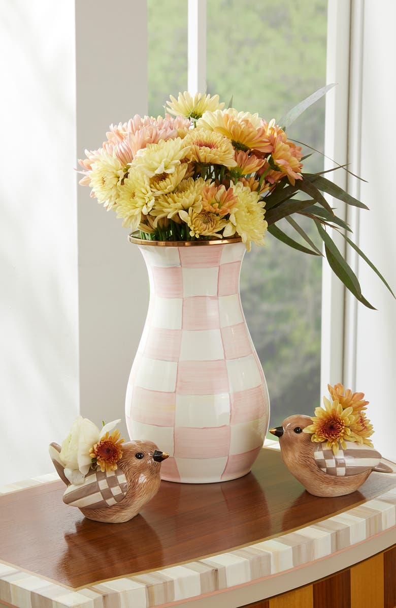MACKENZIE CHILDS Rosy Check Tall Vase, Alternate, color, Rosy