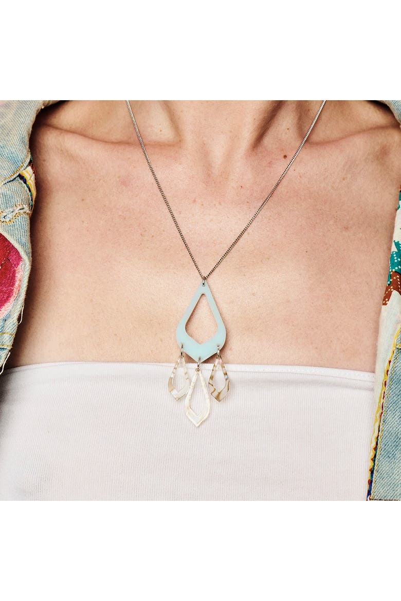 Feather Drop Pendant - Island Blue & Shell, Alternate, color, Island Blue & Shell
