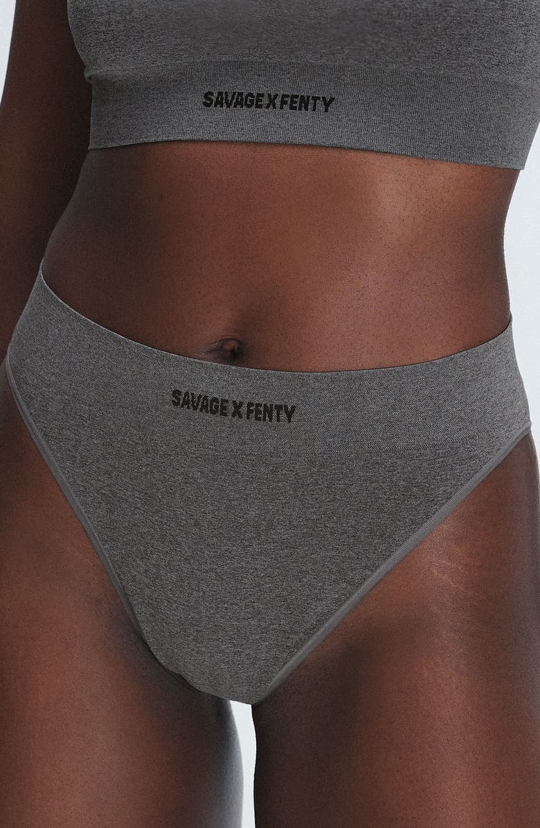 SAVAGE X FENTY Seamless High Waist Bikini Briefs, Main, color, Platinum Grey
