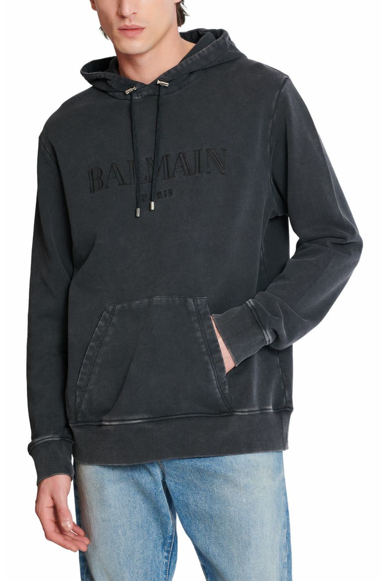 Vintage Balmain Embroidered Hoodie, Alternate, color, Grey