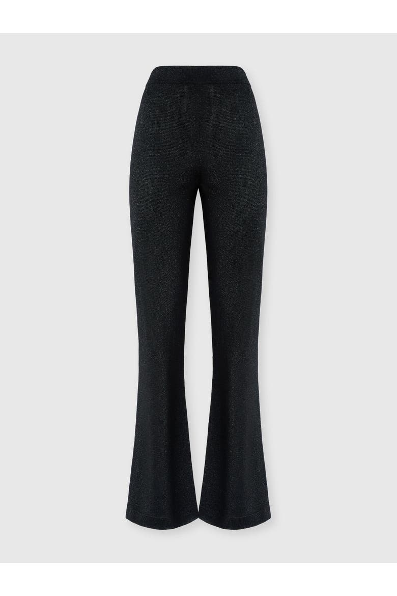 Lamé Fabric Flare Trousers, Main, color, Black