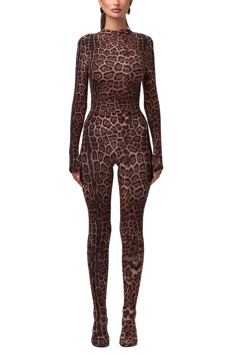 Print Toe Leggings, Alternate, color, BROWN LEOPARD