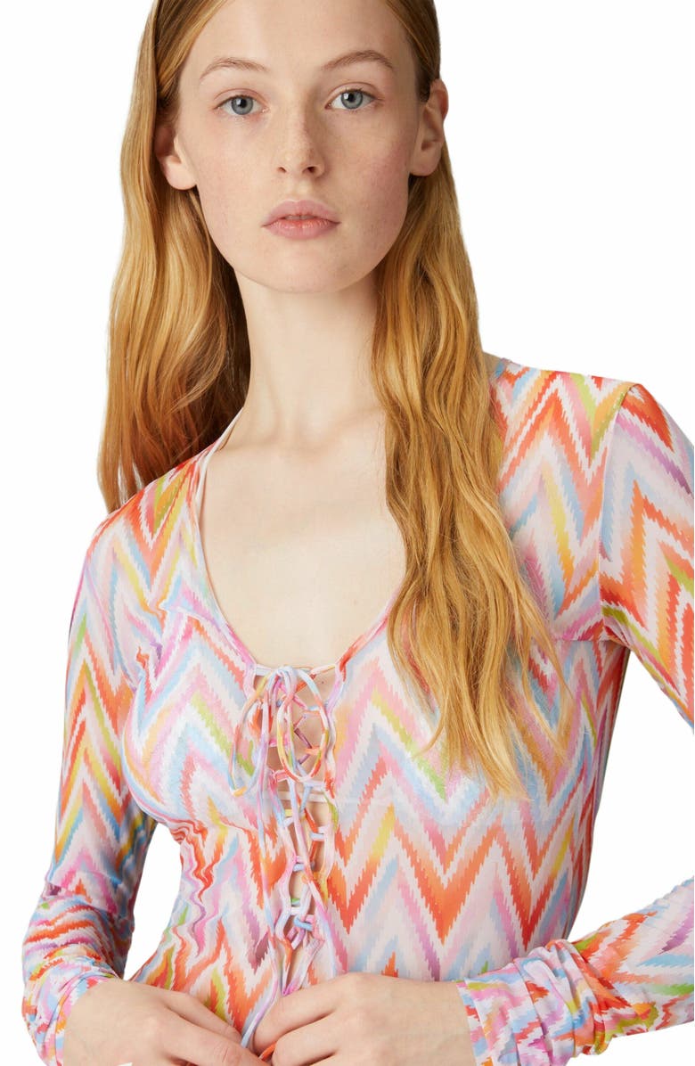 Missoni Fitted Long Cover-up In Printed Tulle, Alternate, color, 