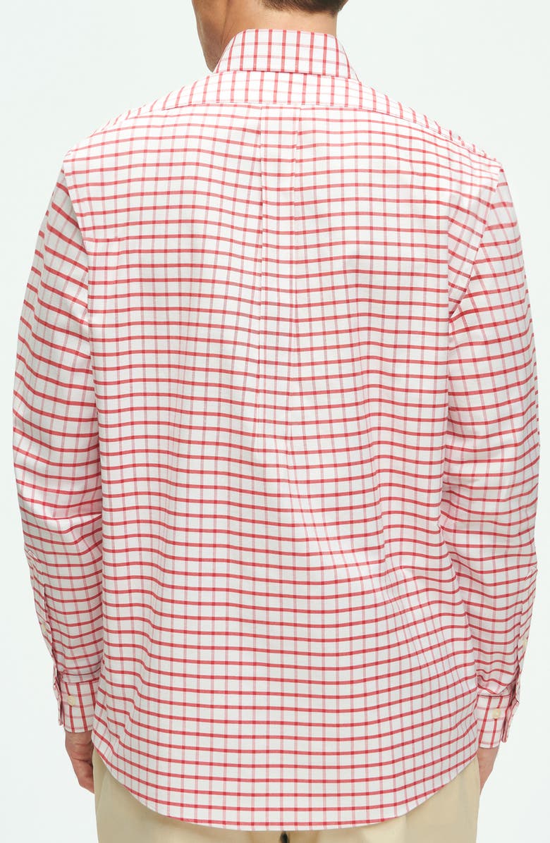 Brooks Brothers Check Stretch Button-Down Oxford Shirt, Alternate, color, 