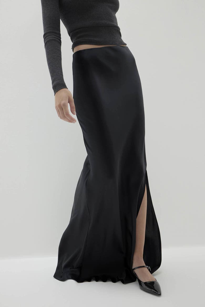 Siren Silk Maxi Skirt, Alternate, color, Black