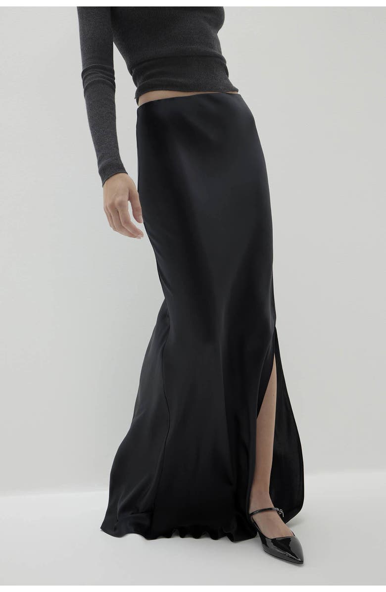 NAKED CASHMERE Siren Silk Maxi Skirt, Alternate, color, Black