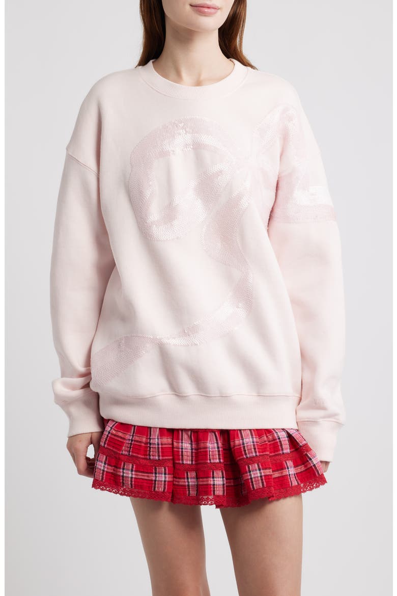 Palo Sequin Embellished Cotton Blend Sweatshirt, Main, color, WISTFUL PINK