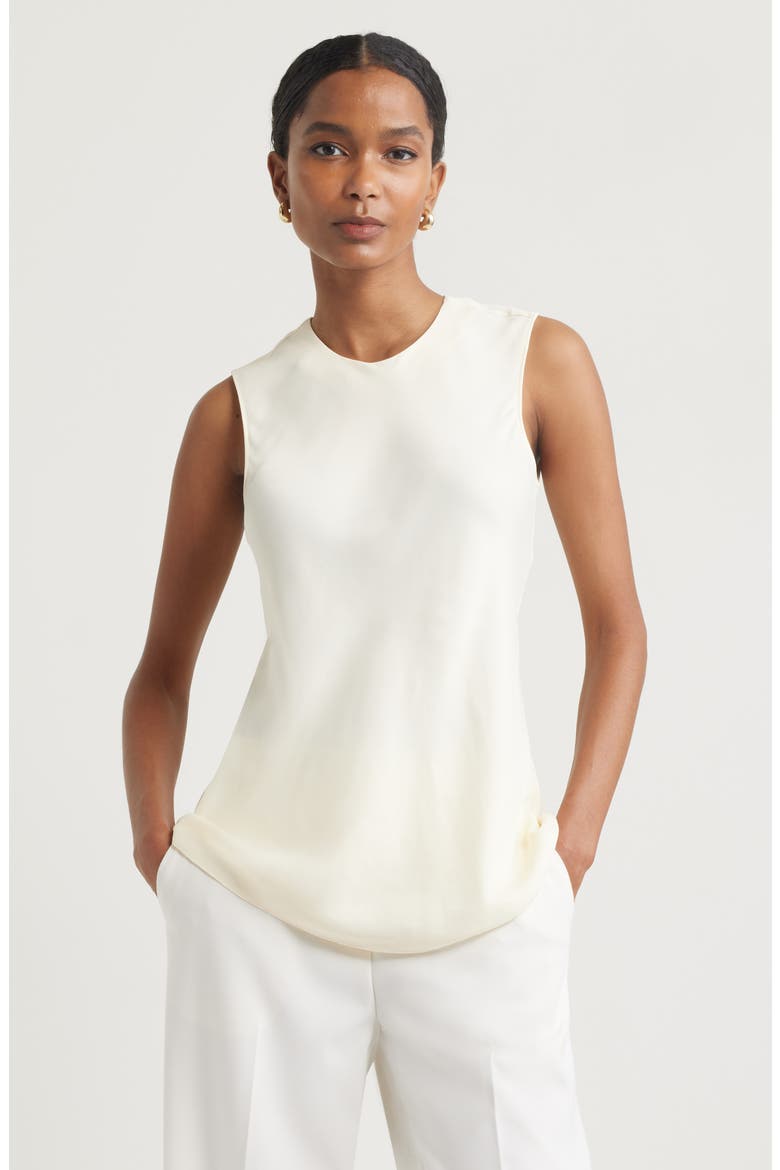 Sleeveless Satin Top, Main, color, YELLOW PALE