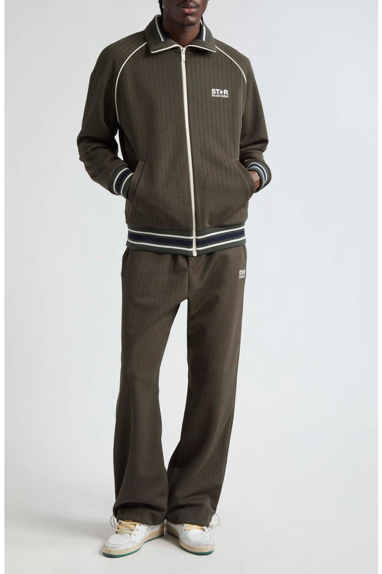 Star Wide Leg Track Pants, Alternate, color, MILITARY GREEN/ PAPYRUS