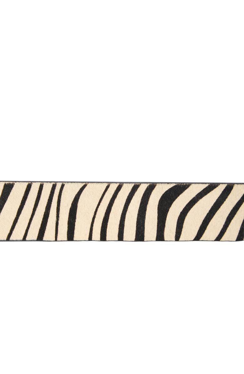 Kurt Geiger London Zebra Print Genuine Calf Hair Belt, Alternate, color, Black / White