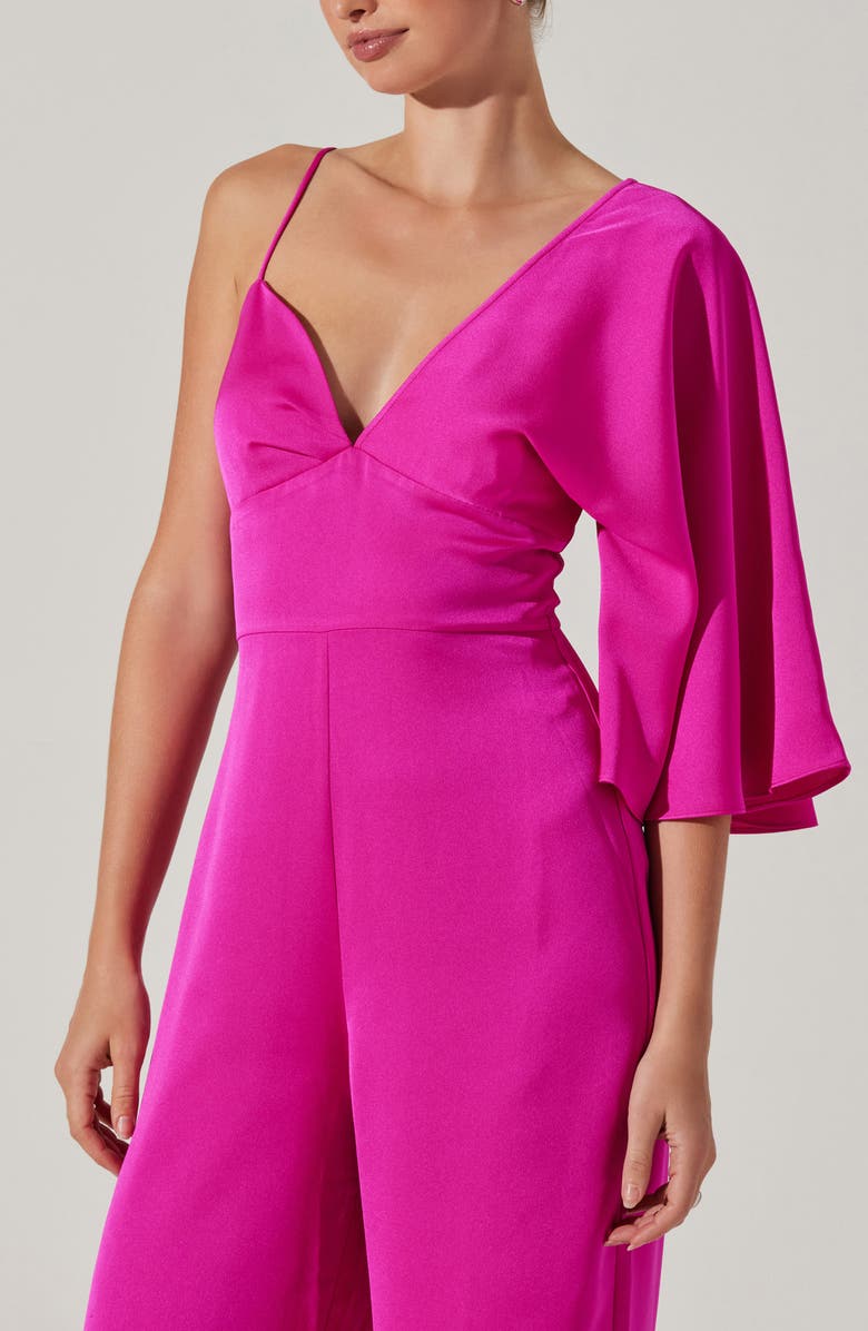 ASTR the Label One-Shoulder Satin Jumpsuit, Alternate, color,