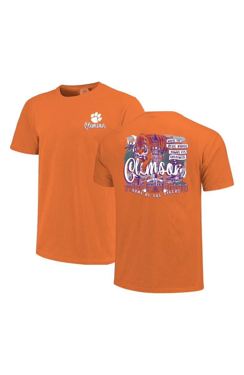 IMAGE ONE Women's Orange Clemson Tigers Comfort Colors Campus Scene Drawing Script T-Shirt, Main, color, 