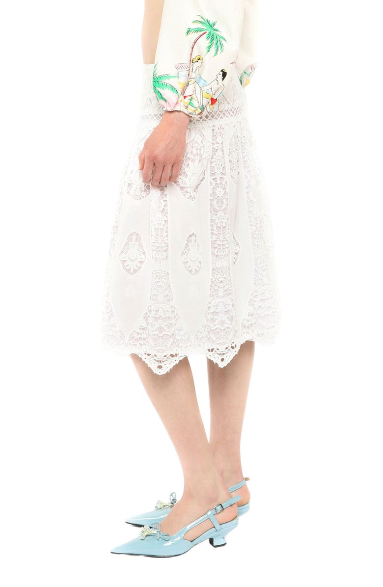 Anna Sui Applique Lace Combo Skirt, Alternate, color, White Multi