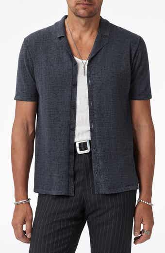 John Varvatos Nayeem Etching Print Organic Cotton Camp Shirt