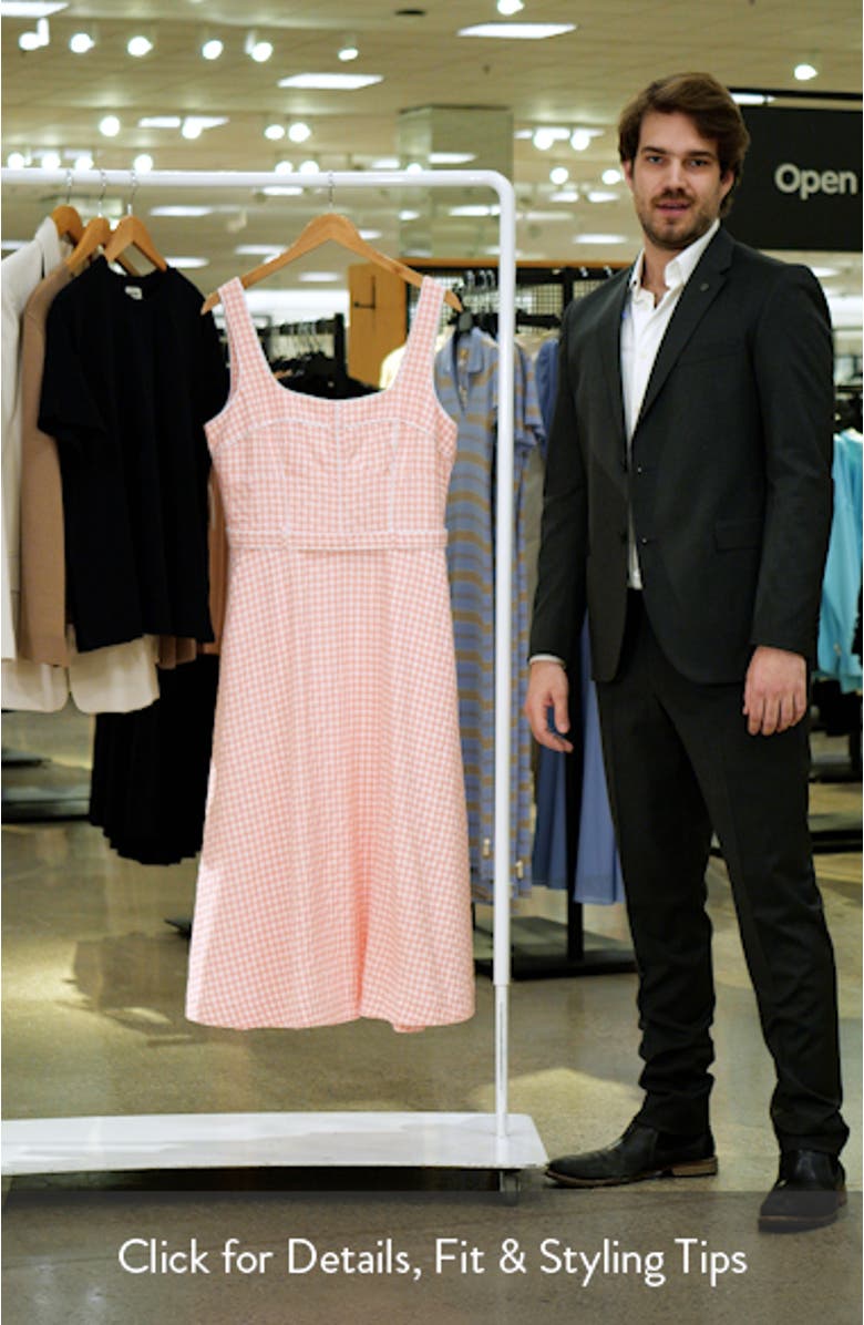 Bustier Bodice Gingham Midi Dress, sales video thumbnail