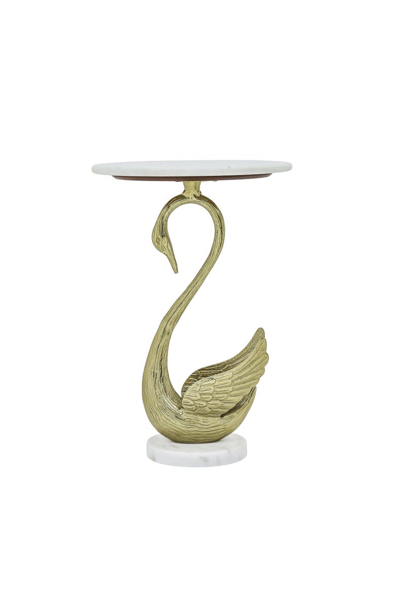 Expo Bazaar Side Table with Marble Top | Sculptural Side Table, Main, color, Gold
