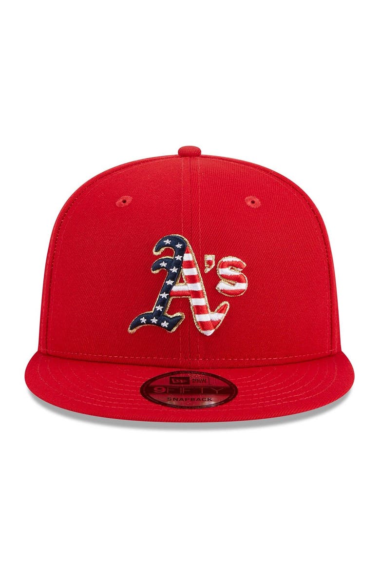 Men's New Era  Red Oakland Athletics 2023 Fourth of July 9FIFTY Snapback Adjustable Hat, Alternate, color, Red