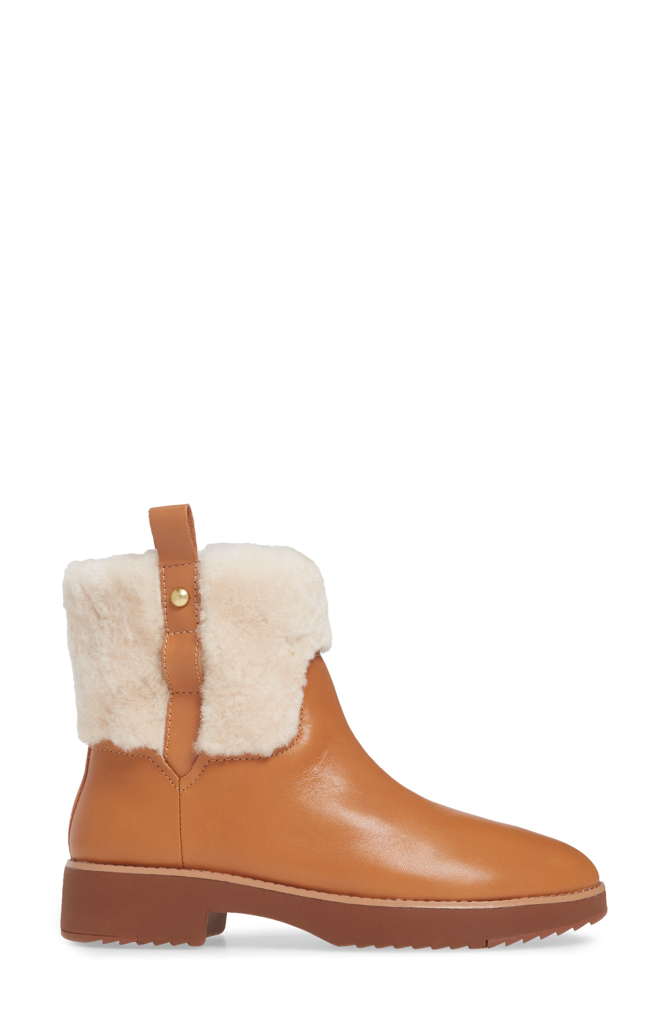 Mimie Genuine Shearling Trim Bootie, Alternate, color, HAZELNUT LEATHER