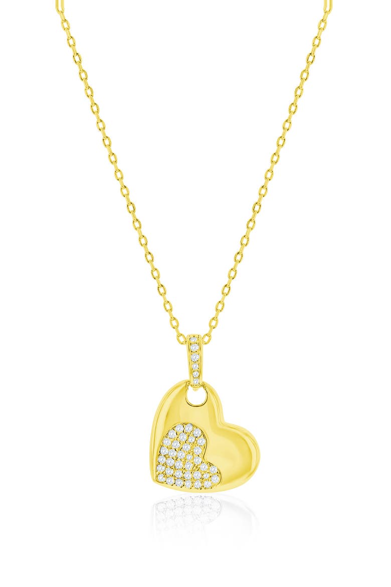Cubic Zirconia Heart Pendant Necklace, Main, color, GOLD