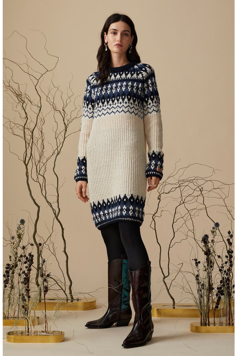 Long Sleeve Fair Isle Sweater Dress, Alternate, color, COMBO V