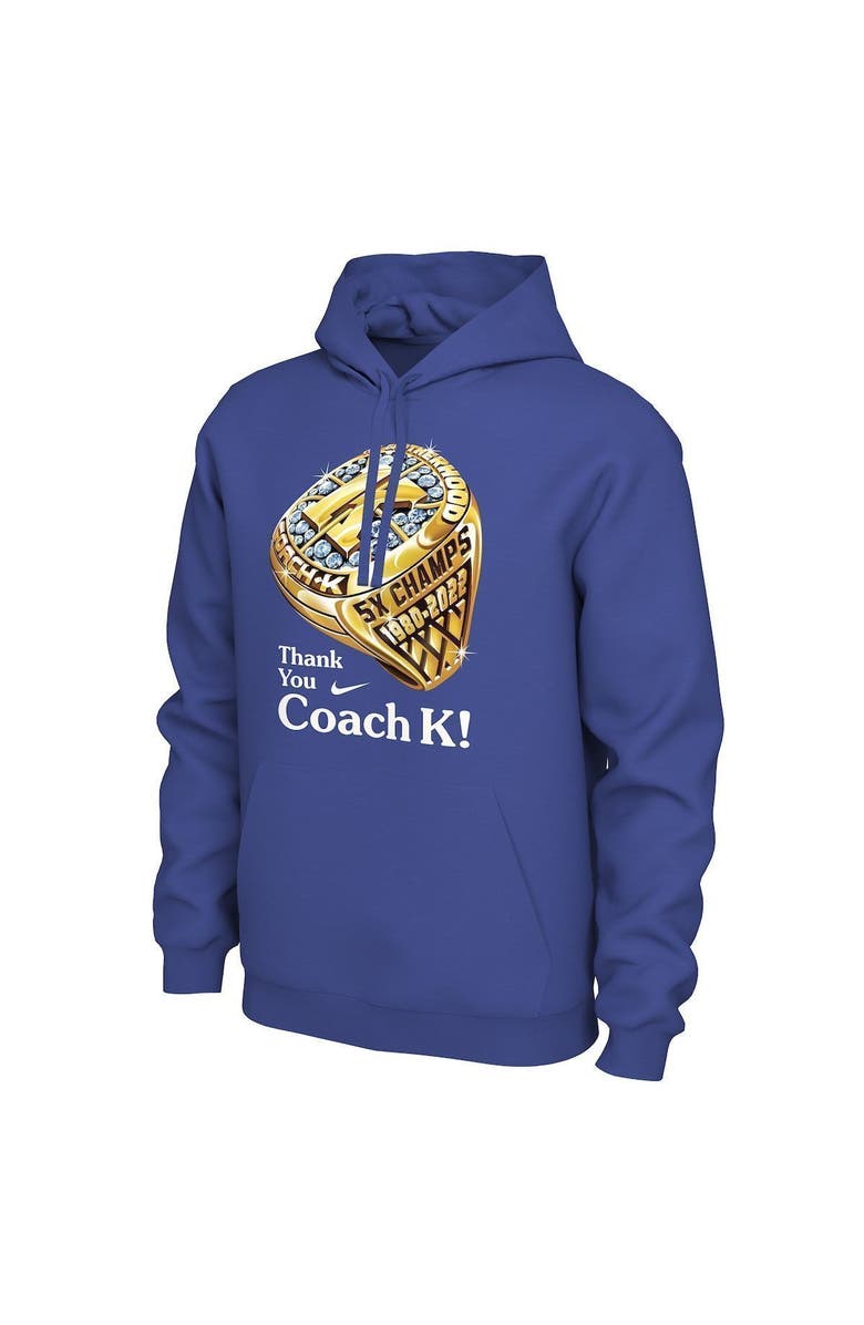 Nike Men's Nike Royal Duke Blue Devils Thank You Coach K Ring Pullover Hoodie, Alternate, color,