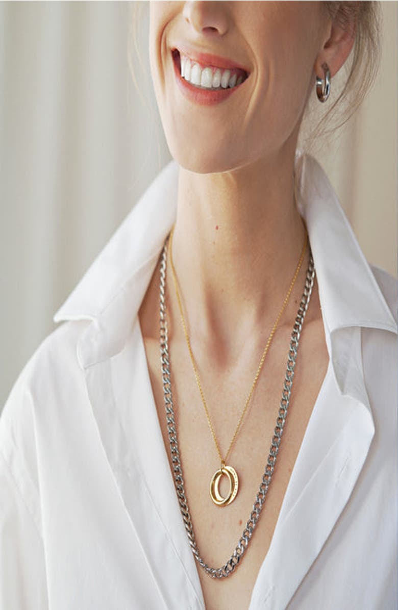 Oak & Luna Harper Cuban Link Necklace, Alternate, color, Stainless Steel