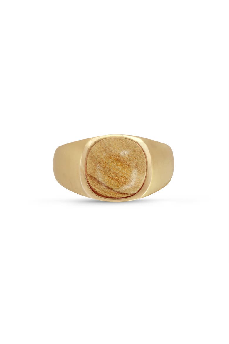 Wood Jasper Iconic Sterling Silver Men Signet Ring, Main, color, 14KT Gold Vermeil on Sterling