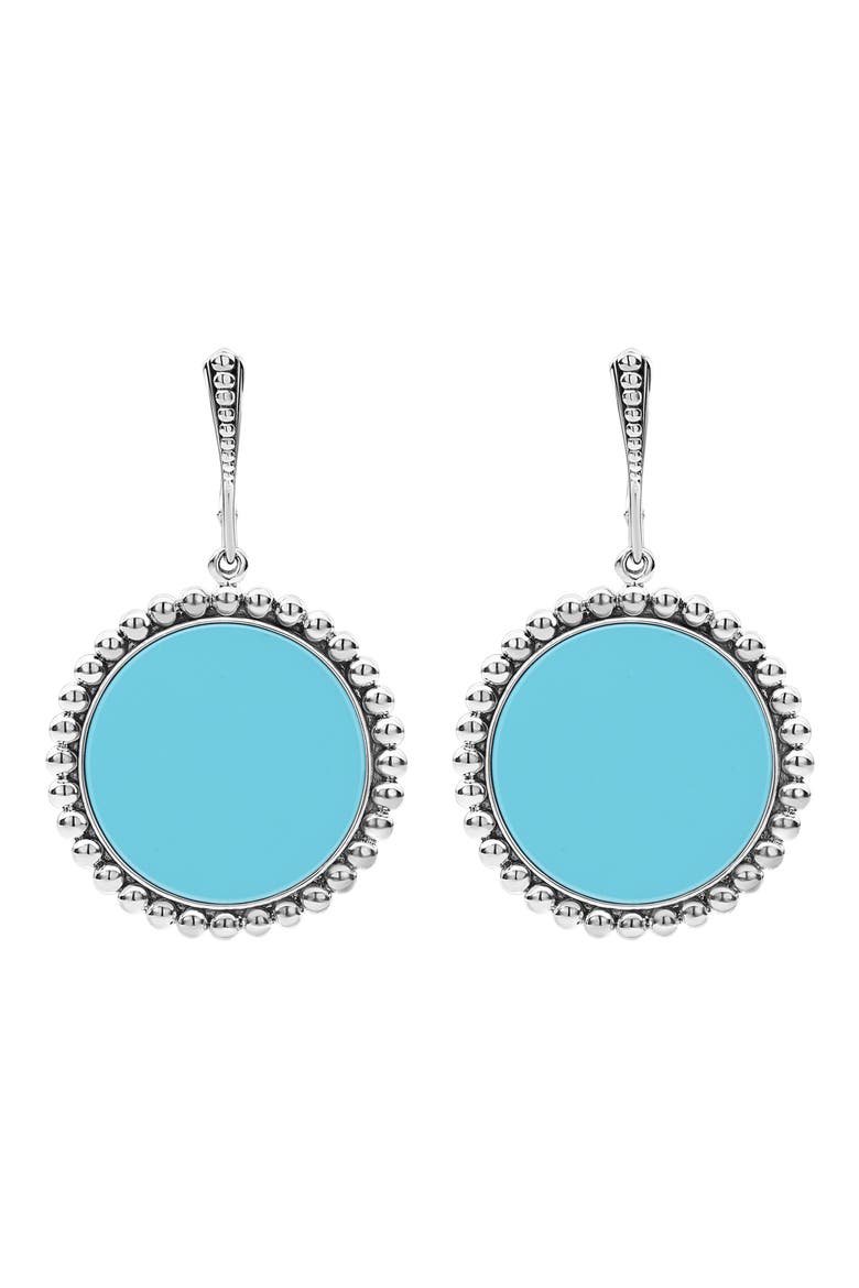 Maya Ceramic Drop Earrings, Main, color, SILVER/ BLUE