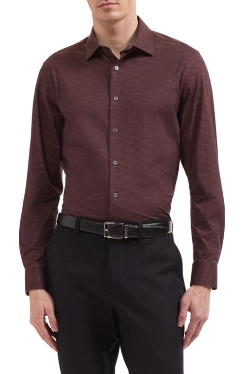 James OoohCotton® Herringbone Print Button-Up Shirt