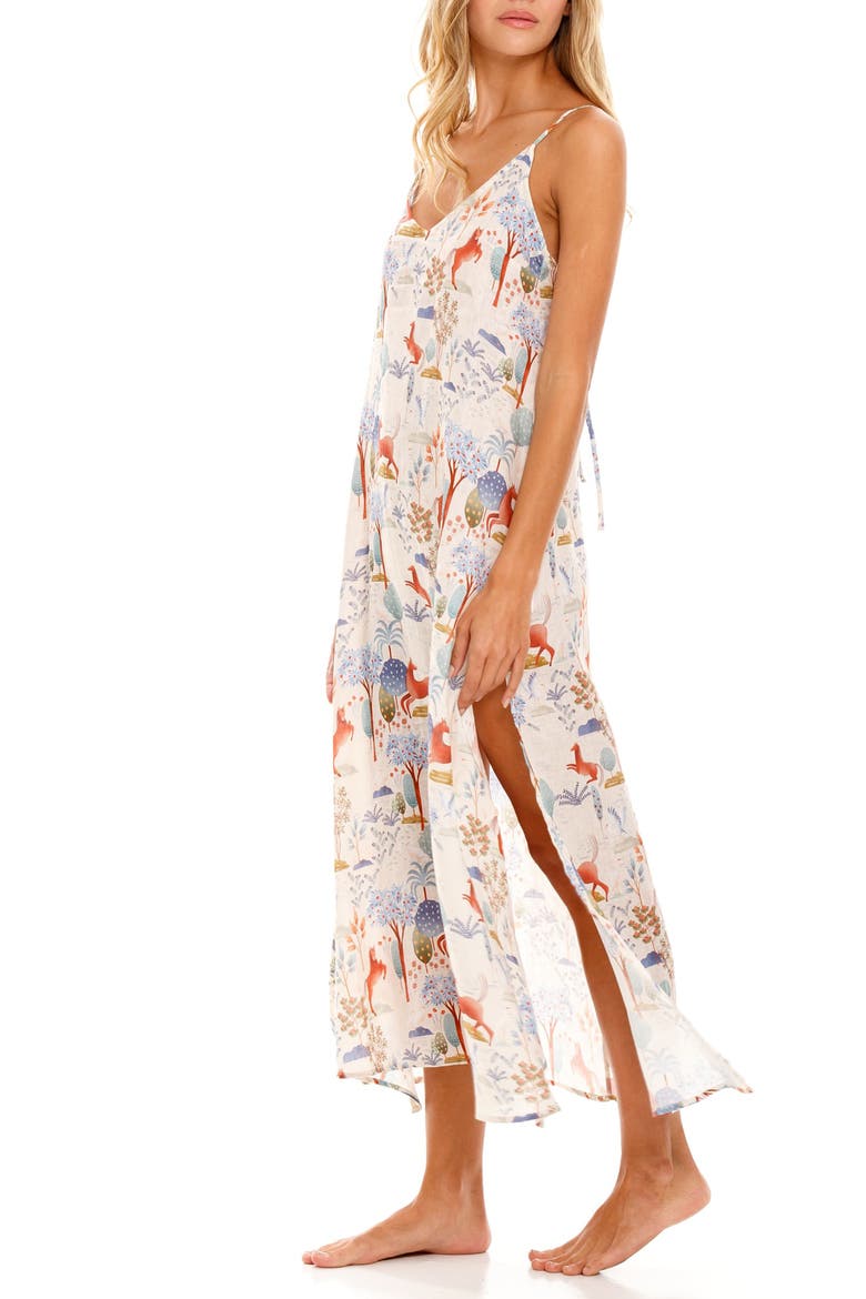 Frida Equus Linen Nightgown, Alternate, color, BLUE