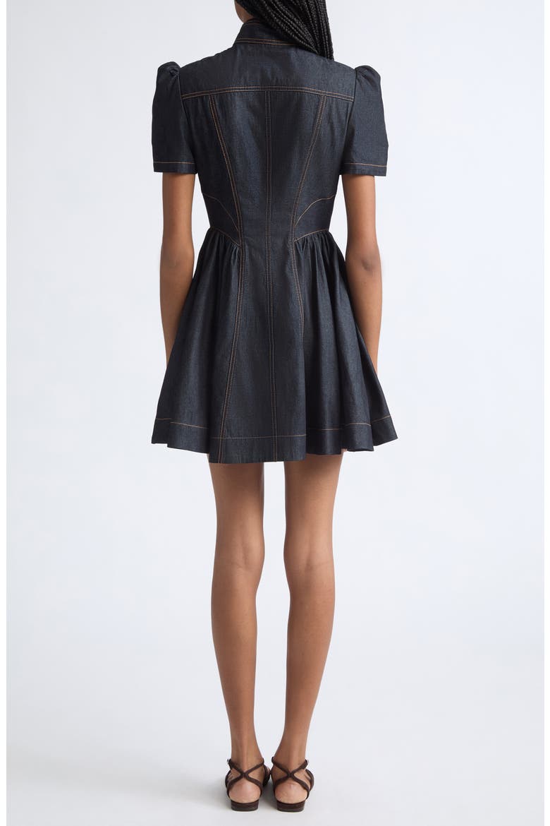 Denim Corset Minidress, Alternate, color, ONYX BLUE