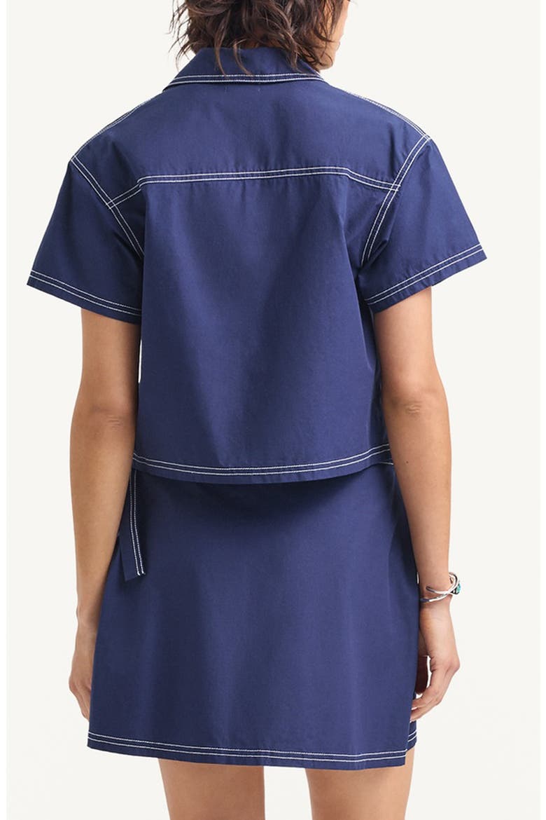 Ashley Crop Organic Cotton Cover-Up Camp Shirt, Alternate, color, MIDNIGHT