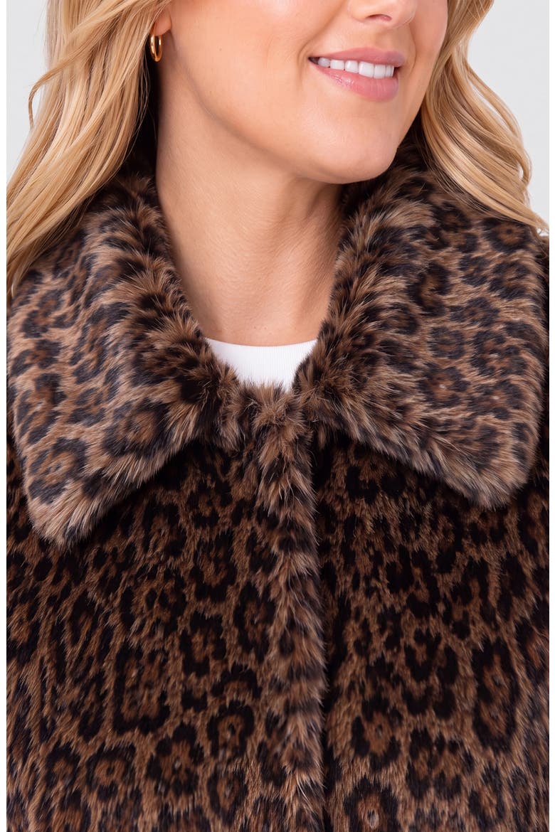 Faux Fur Collared Coat, Alternate, color, BROWN/ MULTI