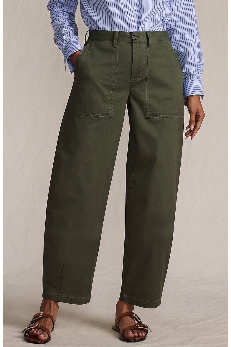 High Rise Barrel Leg Chino Pants, Main, color, Forest Moss