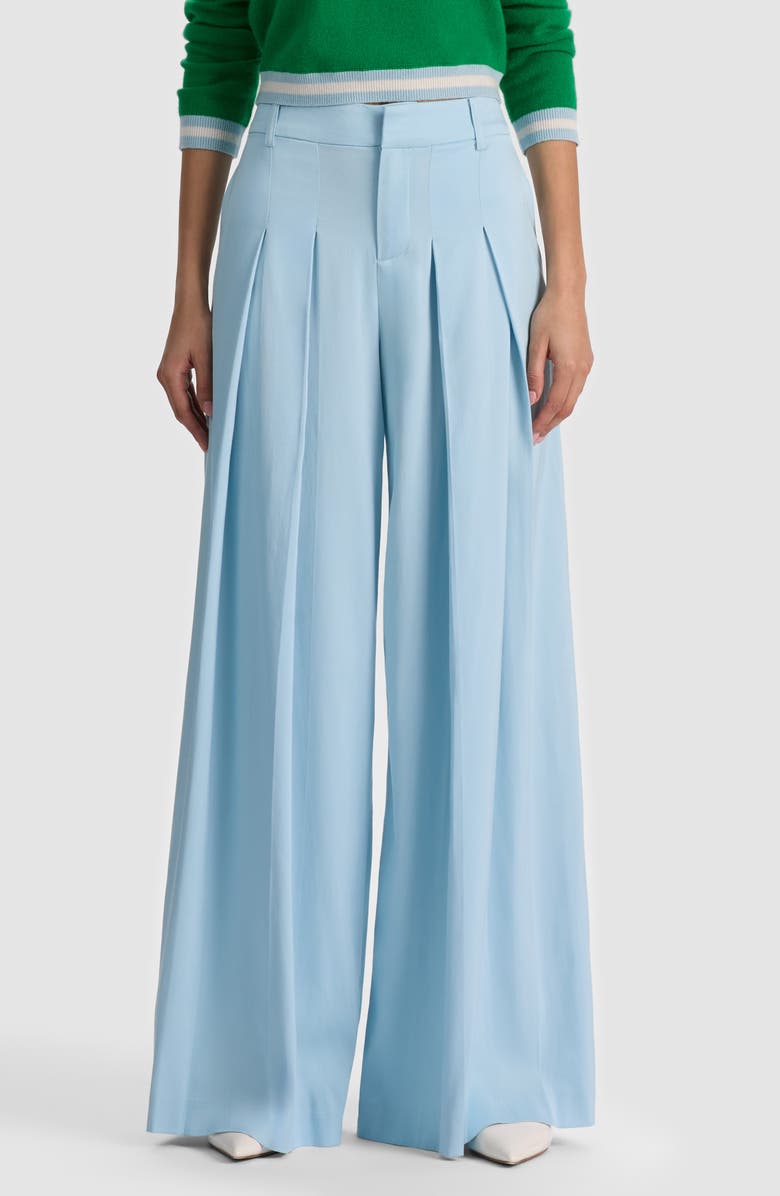 Alice + Olivia Blaire Pleated Wide Leg Pants, Main, color, Carolina Blue