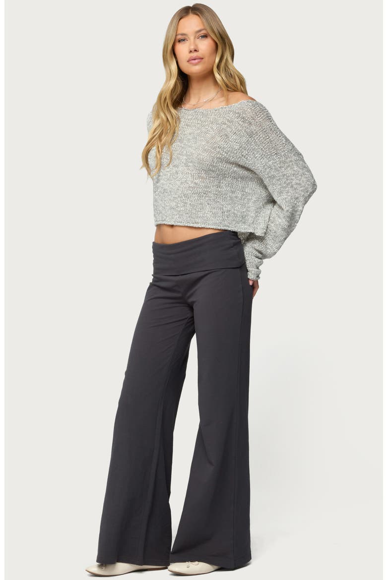 Wide Leg Foldover Pants, Alternate, color, DARK-GRAY