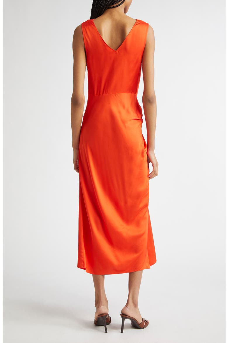 Dara Drape Detail Midi Dress, Alternate, color, POPPY