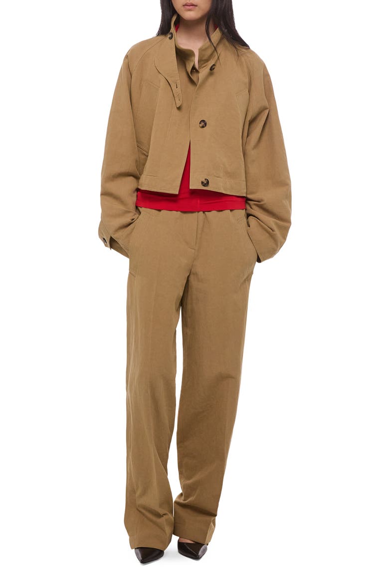 Sandwash High Collar Crop Trench Coat, Alternate, color, TRENCH