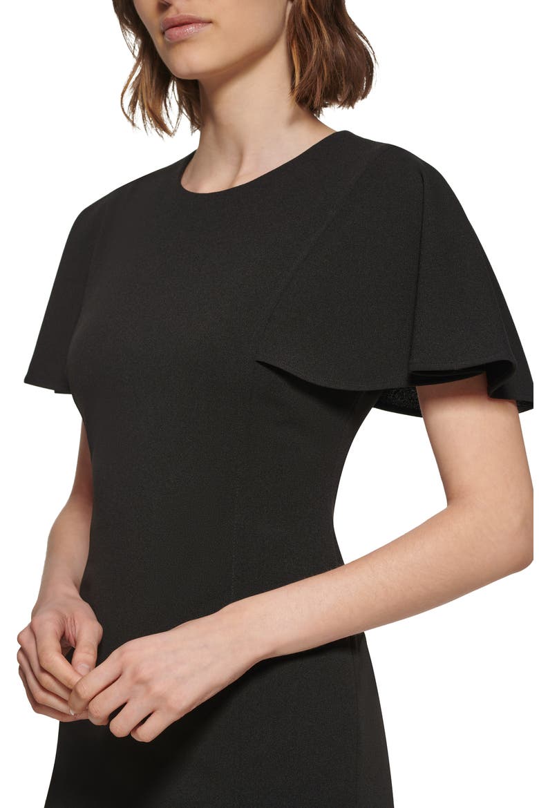 Flutter Sleeve Sheath Dress, Alternate, color, BLACK