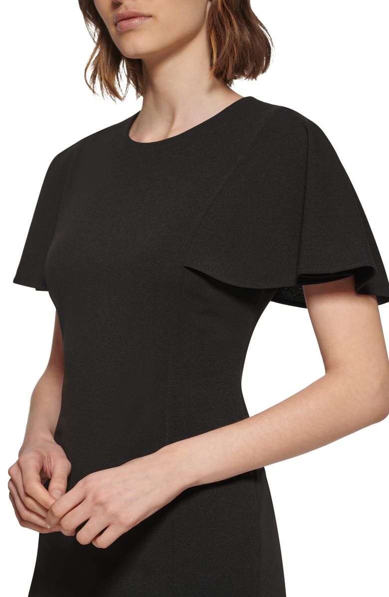 Calvin Klein Flutter Sleeve Sheath Dress, Alternate, color, Black