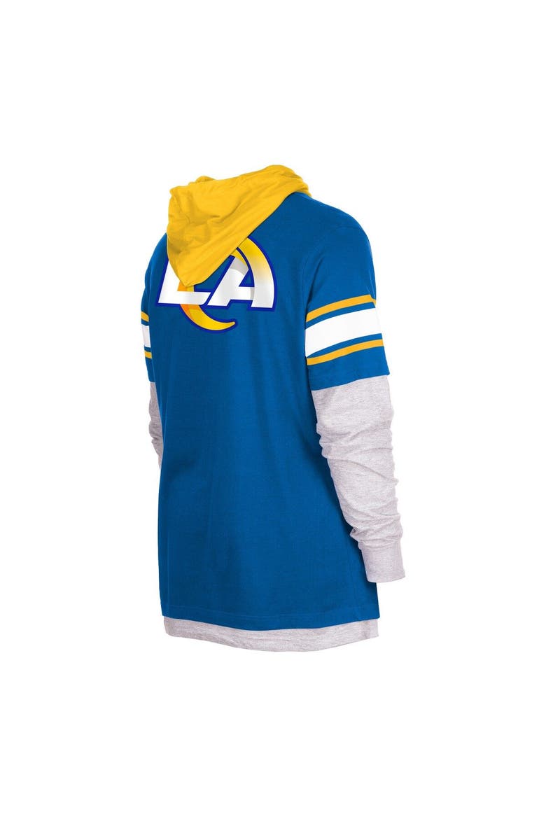 Men's New Era Royal Los Angeles Rams Current Day Long Sleeve Hoodie T-Shirt, Alternate, color, Royal