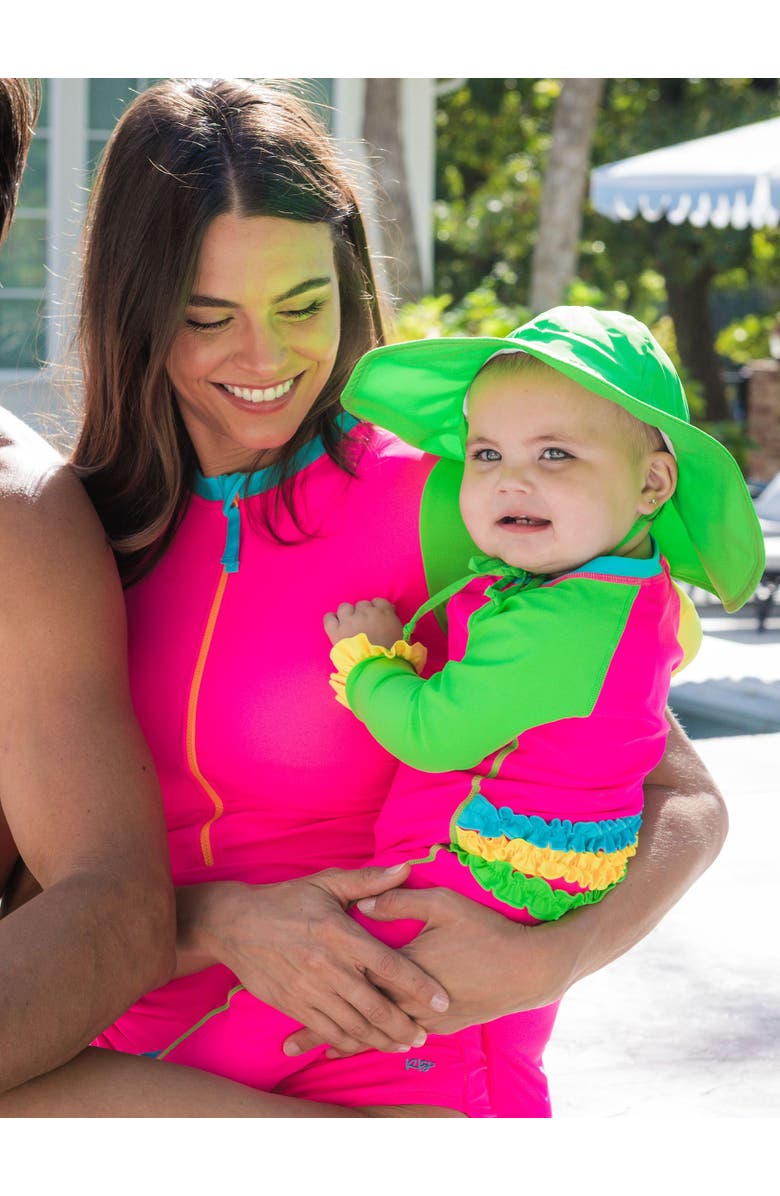 RuffleButts Unisex UPF50+ Sun Protective Hat, Alternate, color, Neon Lime