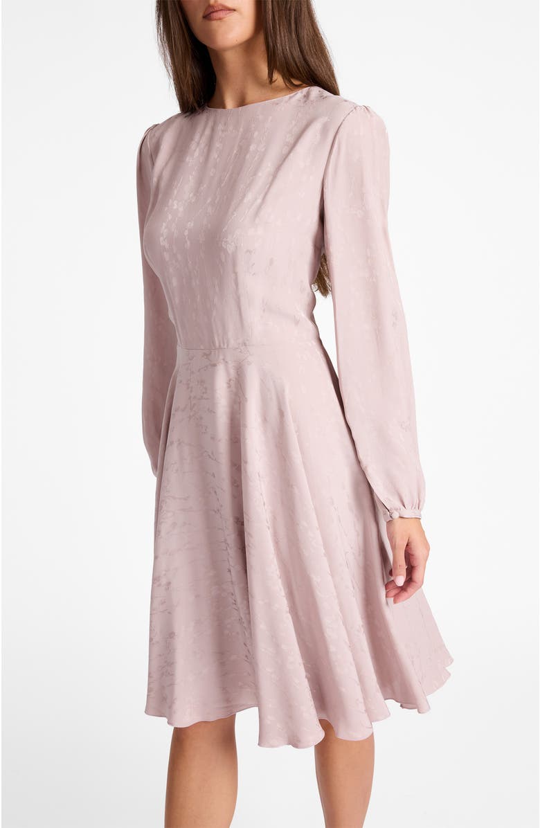 Santorelli Rovela Long Sleeve Fit and Flared Dress in Tonal Floral Jacquard, Alternate, color, Lilac Shadow