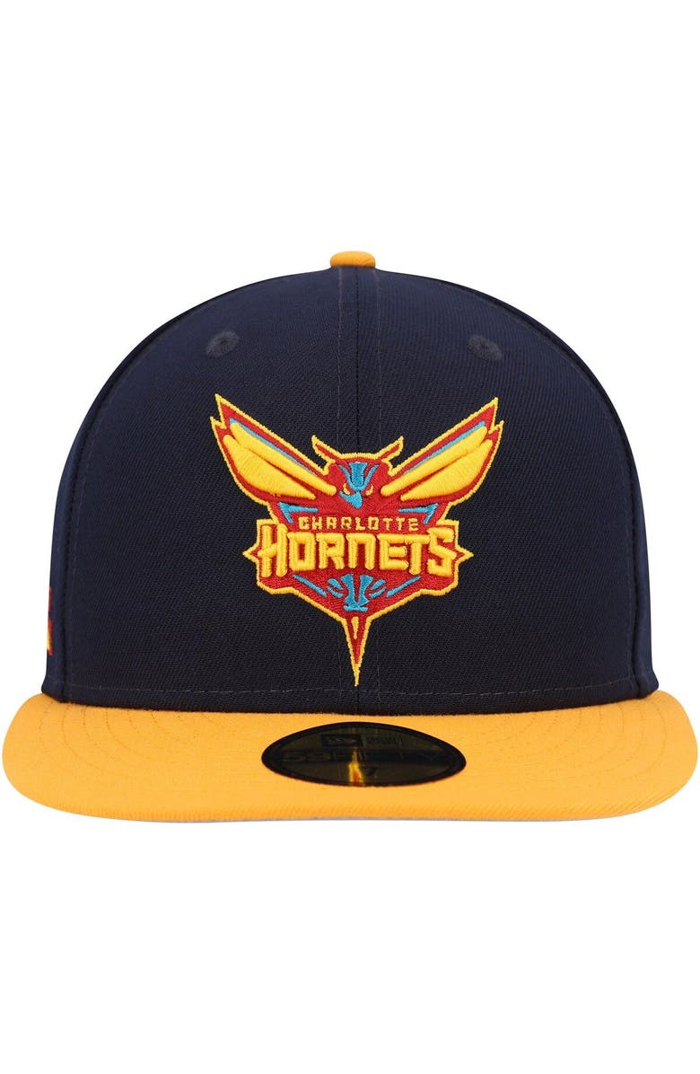 New Era Men's New Era Navy/Gold Charlotte Hornets Midnight 59FIFTY Fitted Hat, Alternate, color, 