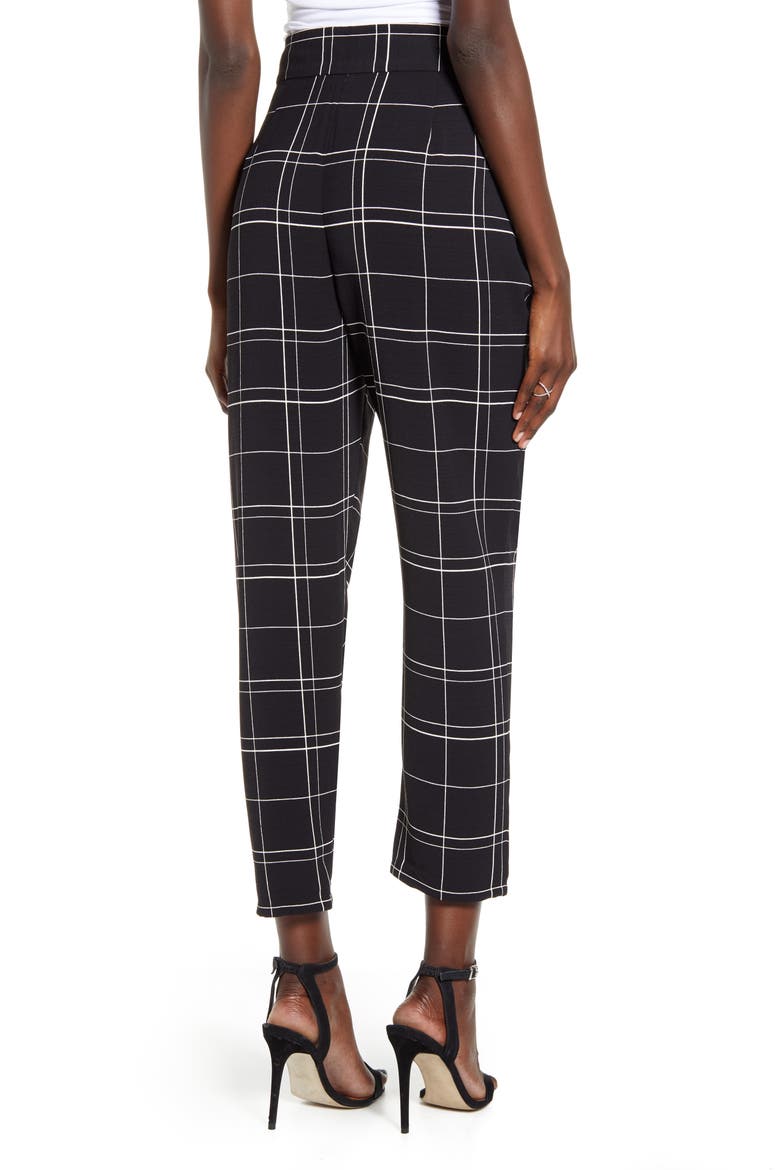 Tie Front Pants, Alternate, color, BLACK GLAM CITY CHECK