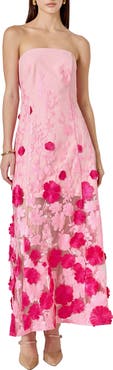 Endless Rose Embroidered 3D Appliqué Strapless Dress