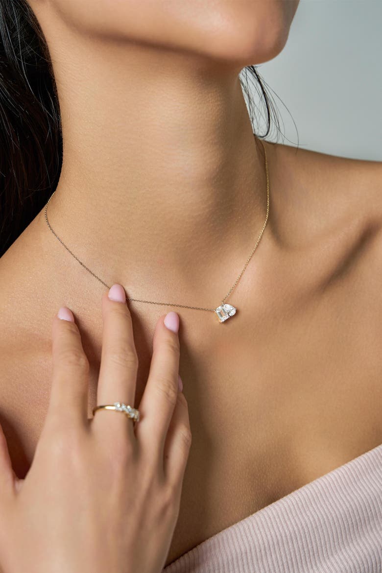 Aurelia 14K Gold Lab Grown Diamond Toi Et Moi Necklace - 2 Ct, Alternate, color, 14K Yellow Gold