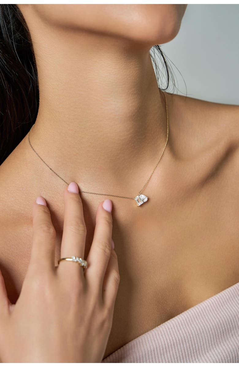 LuvMyJewelry Aurelia 14K Gold Lab Grown Diamond Toi Et Moi Necklace - 2 Ct, Alternate, color, 14K Yellow Gold